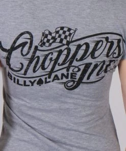 Hot Leathers Official Billy Lane's Choppers Inc CIL1012 Vintage Racing Ladies Heather T-Shirt Riding Gear
