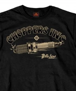 Hot Leathers Riding Gear Official Billy Lane's Choppers Inc CIM1005 Men’s Spark Plug Black T-Shirt