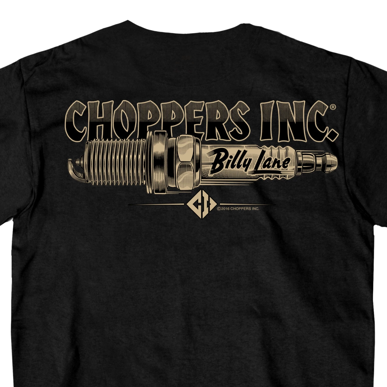 Hot Leathers Riding Gear Official Billy Lane's Choppers Inc CIM1005 Men’s Spark Plug Black T-Shirt