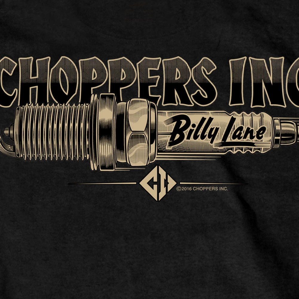 Hot Leathers Riding Gear Official Billy Lane's Choppers Inc CIM1005 Men’s Spark Plug Black T-Shirt