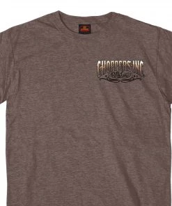 Hot Leathers Riding Gear Official Billy Lane's Choppers Inc CIM1028 Men’s Motor Two Sided Heather Brown T-Shirt