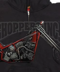 Hot Leathers Official Billy Lane's Choppers Inc CIM4032 Men’s Hubless Chopper Hooded Black Sweatshirt Motorcycle Jackets