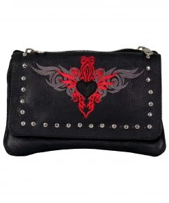 Hot Leathers CPE2001 Reflective Heart With Studs Clip Pouch-8”X5”X1”