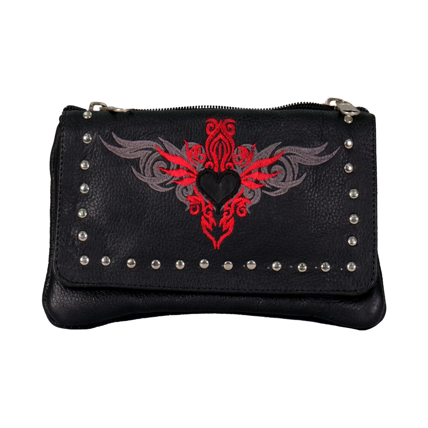 Hot Leathers CPE2001 Reflective Heart With Studs Clip Pouch-8βX5βX1β