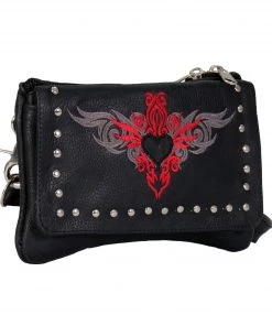Hot Leathers CPE2001 Reflective Heart With Studs Clip Pouch-8βX5βX1β