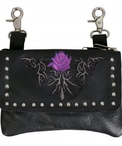 Hot Leathers CPE2008 Clip Pouch Purple Flower-8”x5”x1”
