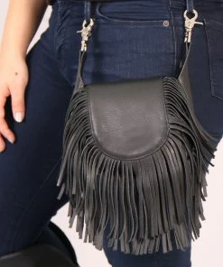 Hot Leathers CPF4002 Ladies Leather Clip Pouch With Fringe Riding Gear