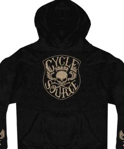 Hot Leathers Official Cycle Source Magazine CSM4011 Men’s Knucklehead Black Hoodie Sweatshirt