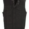 Motorcycle Vests Club Vest CV3003LT Men's Black Denim Vest With Concealed Snaps And Hidden Zipper