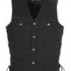 Motorcycle Vests Club Vest CVM1360 Men's Classic Side Lace Black Denim Vest With Snap Buttons