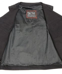 Motorcycle Vests Club Vest CVM1360 Men's Classic Side Lace Black Denim Vest With Snap Buttons