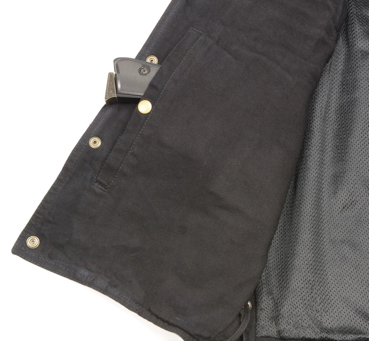 Motorcycle Vests Club Vest CVM1360 Men's Classic Side Lace Black Denim Vest With Snap Buttons