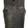 Motorcycle Vests Club Vest CVM2036 Men’s Leather Black Open Collar Vest With Snap Buttons