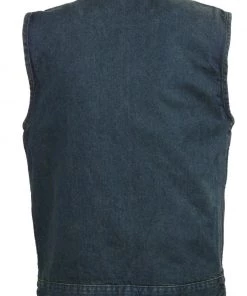 Motorcycle Vests Club Vest CVM3000 Men's Classic Blue Denim Vest With Dual Front Closure