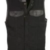 Club Vest CVM3010 Men's Black Denim Vest With Leather Trim Accents