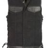 Motorcycle Vests Club Vest CVM3011 Men's Side Lace Black Denim Vest With Leather Trim Accents