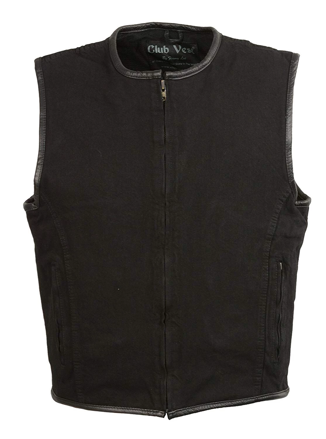 Motorcycle Vests Club Vest CVM3038 Men's Black Denim Collarless Motorcycle Vest
