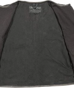 Club Vest CVM3039 Men's Black Denim Vest With Leather Trim, Side Lacing Motorcycle Vests