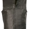 Club Vest CVM3510 Men’s Black Zipper Leather Vest With Seamless Back Design