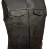Club Vest CVM3721 Men’s Black Collarless Leather Motorcycle Vest