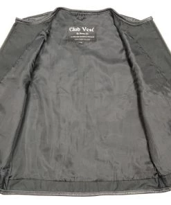 Motorcycle Vests Club Vest CVM3741 Men’s Black Zipper Front Side Lace Leather Vest With Seamless Design