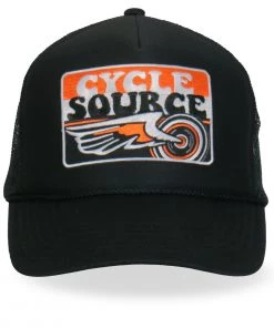 Riding Gear Hot Leathers CYA1003 Official Cycle Source Stripes Retro Wing Wheel Logo Snapback Trucker Hat