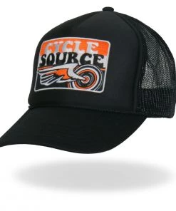 Riding Gear Hot Leathers CYA1003 Official Cycle Source Stripes Retro Wing Wheel Logo Snapback Trucker Hat