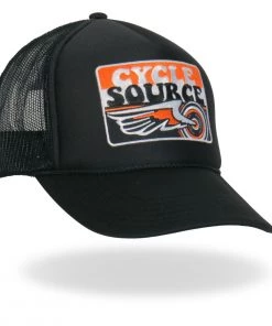 Riding Gear Hot Leathers CYA1003 Official Cycle Source Stripes Retro Wing Wheel Logo Snapback Trucker Hat