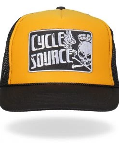 Riding Gear Hot Leathers CYA1005 Official Cycle Source Magazine Logo Gold And Black Snapback Trucker Hat
