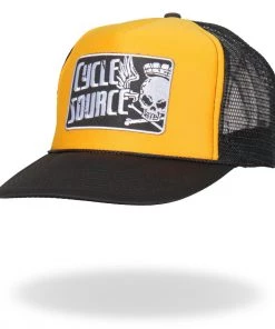 Riding Gear Hot Leathers CYA1005 Official Cycle Source Magazine Logo Gold And Black Snapback Trucker Hat