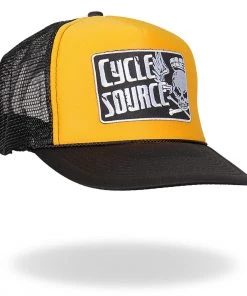 Riding Gear Hot Leathers CYA1005 Official Cycle Source Magazine Logo Gold And Black Snapback Trucker Hat