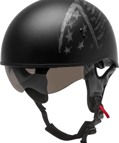 Riding Gear Gmax 72-5647 HH-65 'Bravery' Half HelmetMatte Black/Grey