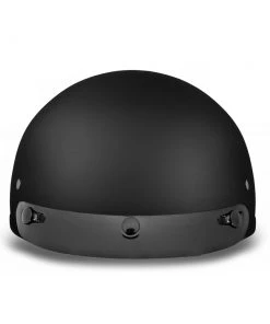 Daytona Helmets D1-B ‘Skull Cap' Dull Black Half Face Helmet With Visor