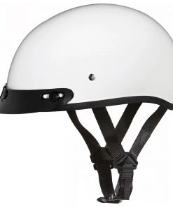 Daytona Helmets D1-C ‘Skull Cap' HI-Gloss White Half Face Helmet With Visor Riding Gear