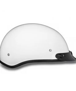 Daytona Helmets D1-C ‘Skull Cap' HI-Gloss White Half Face Helmet With Visor Riding Gear