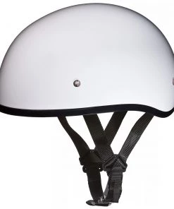 Riding Gear Daytona Helmets D1-CNS ‘Skull Cap' HI-Gloss White Half Face Helmet Without Visor