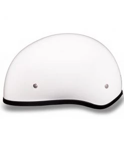 Riding Gear Daytona Helmets D1-CNS ‘Skull Cap' HI-Gloss White Half Face Helmet Without Visor