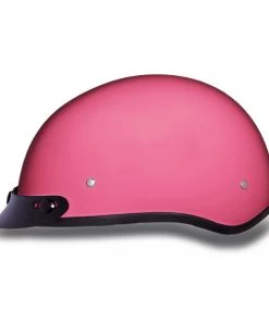 Riding Gear Daytona Helmets D1-D ‘Skull Cap' HI-Gloss Pink Half Face Helmet With Visor