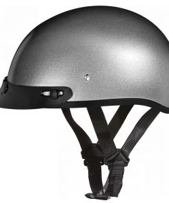 Riding Gear Daytona Helmets D1-SM ‘Skull Cap' Silver Metallic Half Face Helmet With Visor