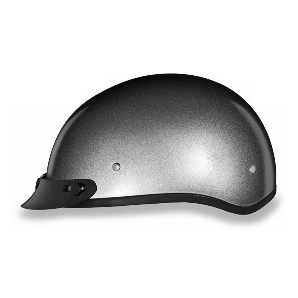 Riding Gear Daytona Helmets D1-SM ‘Skull Cap' Silver Metallic Half Face Helmet With Visor