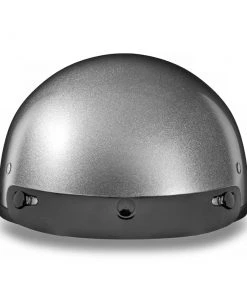 Riding Gear Daytona Helmets D1-SM ‘Skull Cap' Silver Metallic Half Face Helmet With Visor