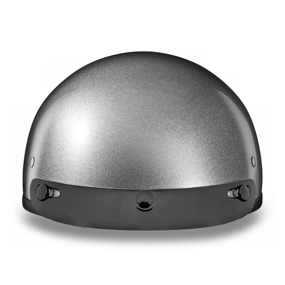 Riding Gear Daytona Helmets D1-SM ‘Skull Cap' Silver Metallic Half Face Helmet With Visor