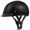 Daytona Helmets D3-A ‘Skull Cap' Black Leather Covered Half Face Helmet With Visor Riding Gear