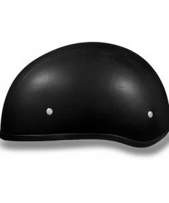 Daytona Helmets D3-ANS ‘Skull Cap' Black Leather Covered Half Face Helmet Without Visor