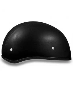 Daytona Helmets D3-ANS ‘Skull Cap' Black Leather Covered Half Face Helmet Without Visor