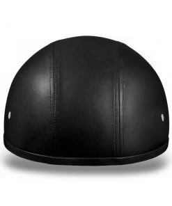 Daytona Helmets D3-ANS ‘Skull Cap' Black Leather Covered Half Face Helmet Without Visor