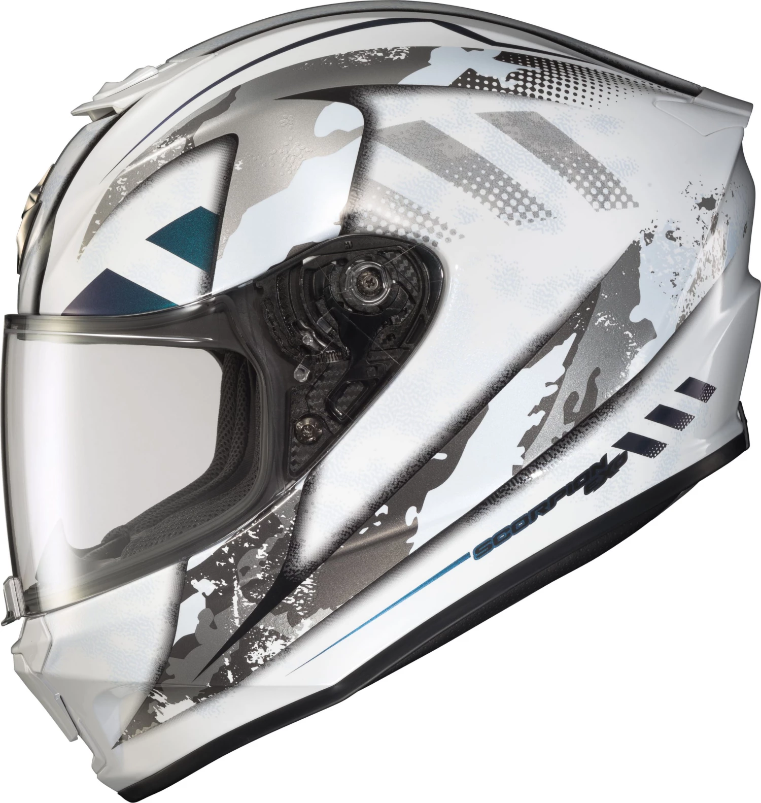 Riding Gear Scorpion Exo 75-1172L EXO-R420 'Distiller' Full-Face Helmet White/Silver