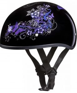 Riding Gear Daytona Helmets D6-B ‘Skull Cap’ With Butterfly Half Face Helmet