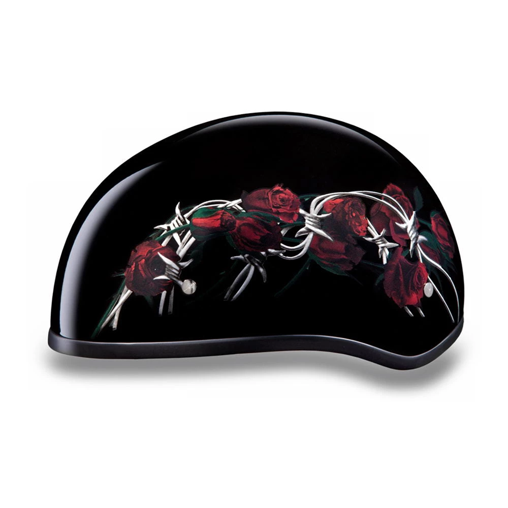 Daytona Helmets D6-BRO ‘Skull Cap’ Barbed Roses Half Face Helmet