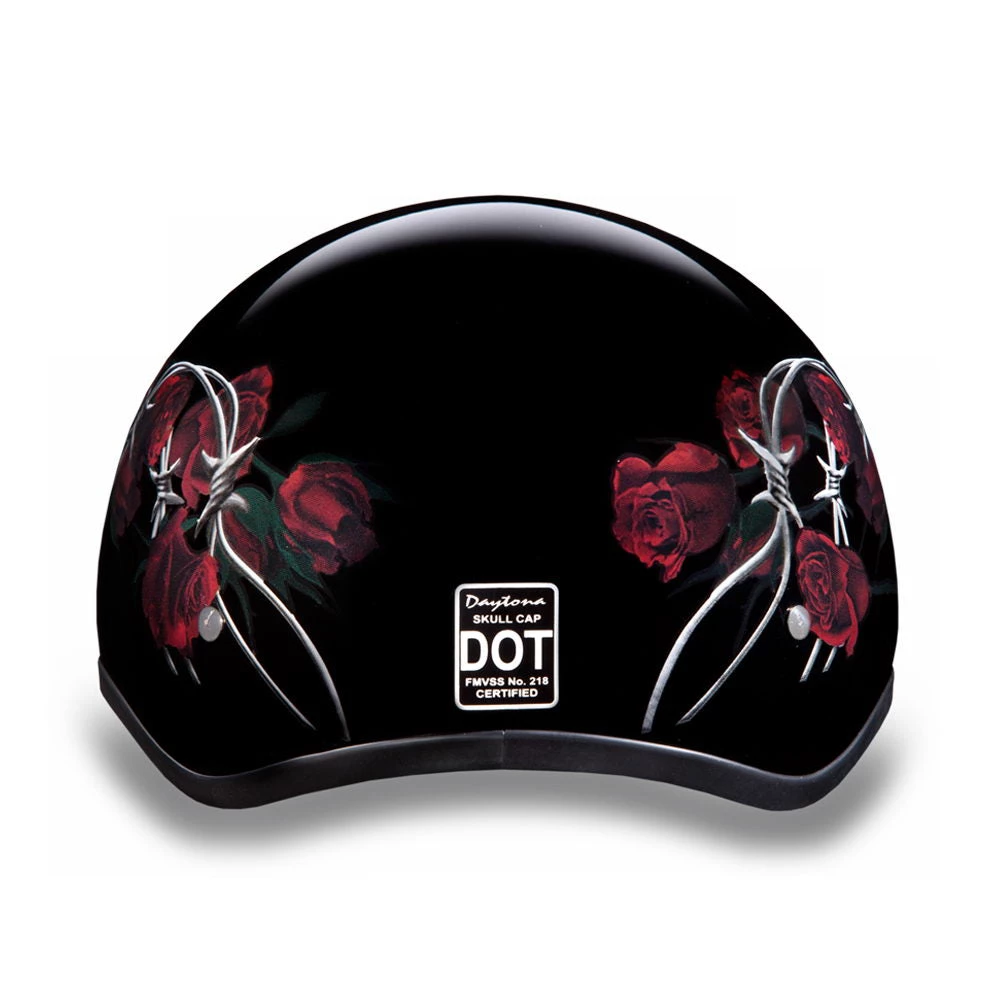 Daytona Helmets D6-BRO ‘Skull Cap’ Barbed Roses Half Face Helmet